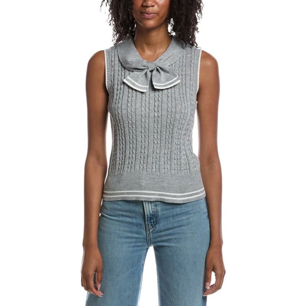 Nanette Nanette Lepore Womens  Tie Front Sweater Vest, Grey